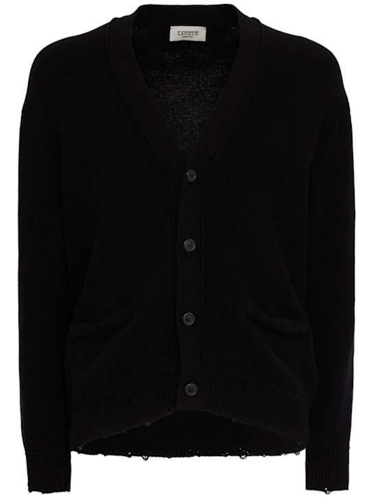 Laneus: Knitted cotton boxy fit cardigan