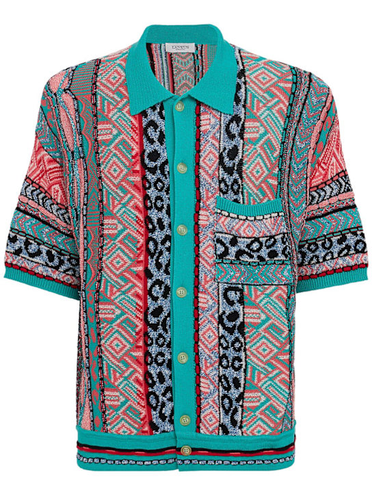 Knitted cotton blend short sleeve shirt