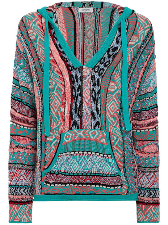 Laneus - Knitted cotton blend hoodie
