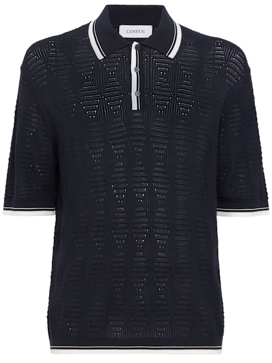 Laneus - Knitted cotton polo shirt
