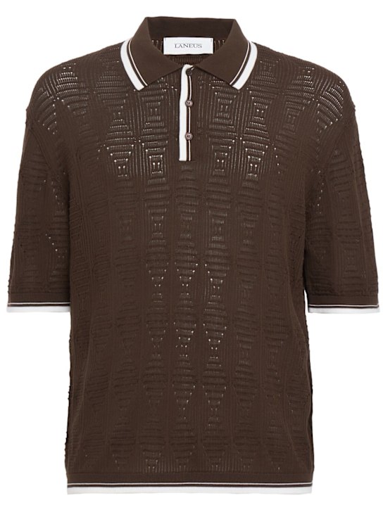 Laneus - Knitted cotton polo shirt