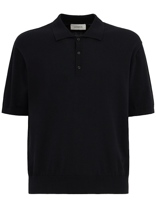 Laneus - Knitted cotton polo shirt
