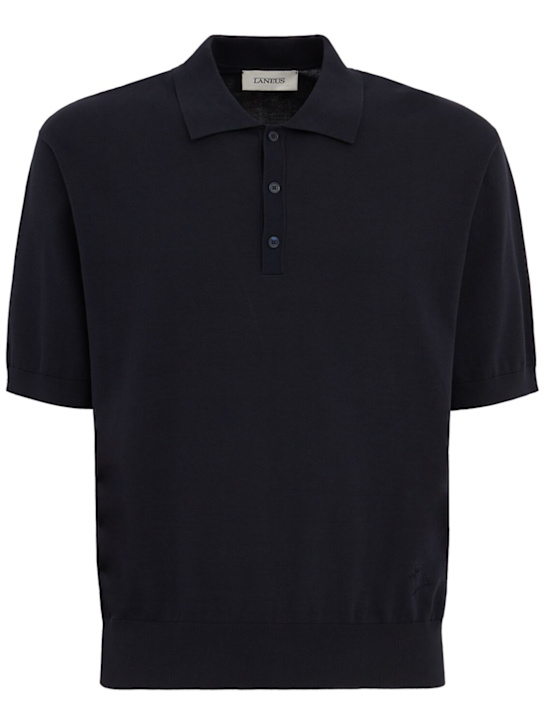 Laneus: Knitted cotton polo shirt