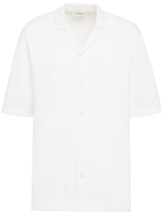 Laneus - Knitted cotton polo shirt