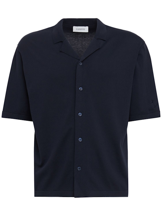Laneus - Knitted cotton polo shirt