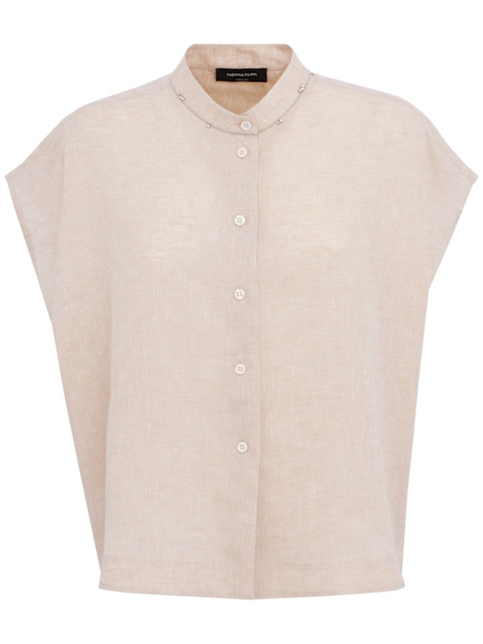FABIANA FILIPPI - Sleeveless linen shirt w/ embroidery
