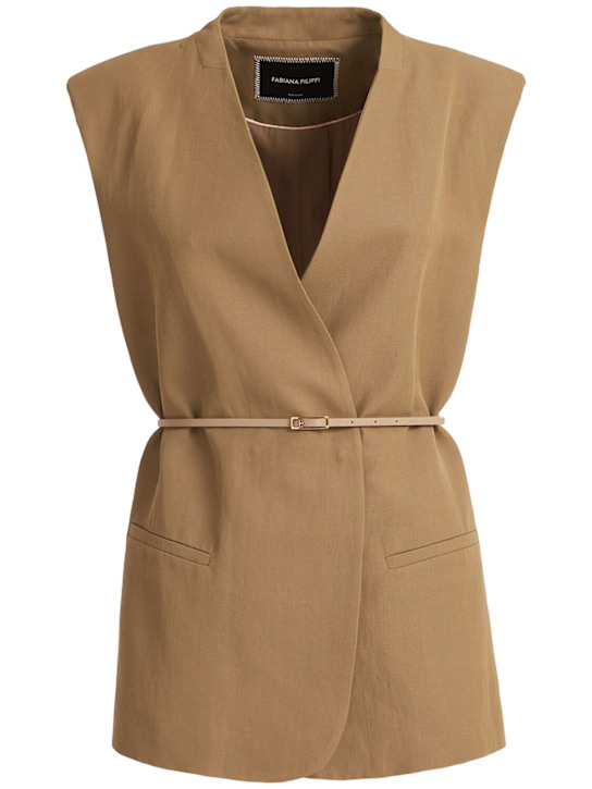 FABIANA FILIPPI: Viscose & linen vest w/ leather belt