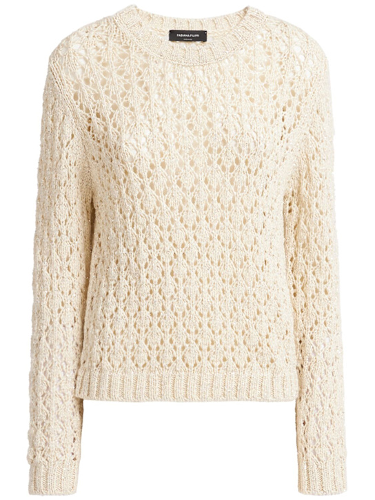 FABIANA FILIPPI - Sequined diamond stitch crewneck sweater