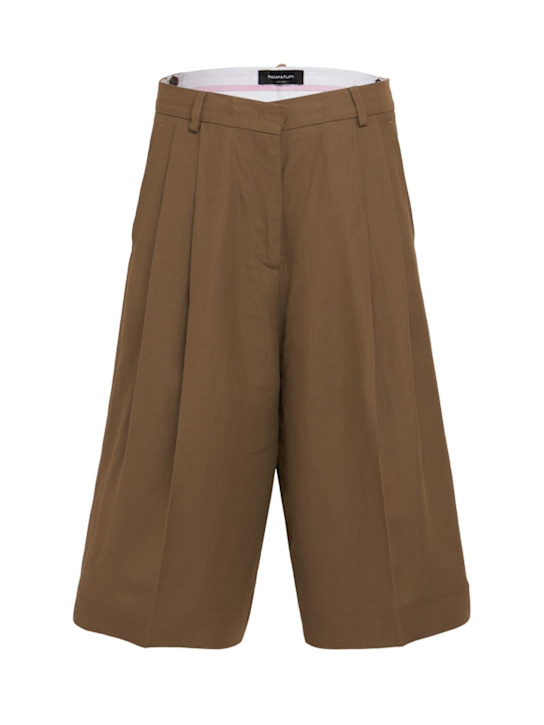 FABIANA FILIPPI - Double-pleat viscose & linen wide shorts