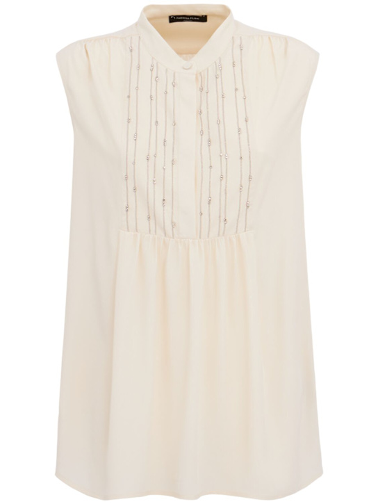 FABIANA FILIPPI: Crepe de chine long top w/ lace trim