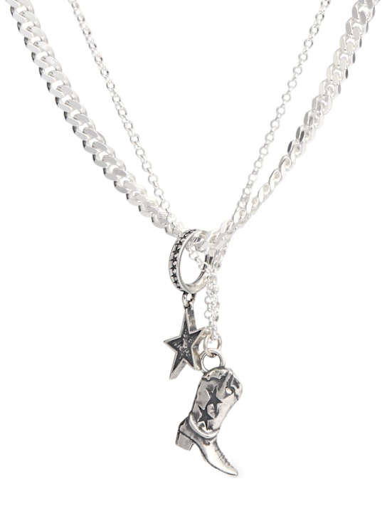 TWOJEYS: Boot double chain silver necklace