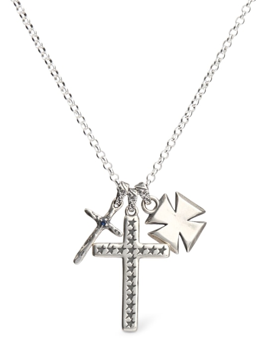 TWOJEYS: Multi cross silver necklace