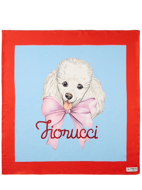 FIORUCCI - Poodle logo printed satin foulard