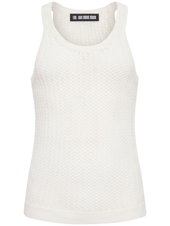LOUIS GABRIEL NOUCHI: Fishnet linen & cotton tank top