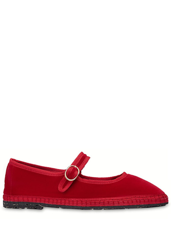 FLABELUS: Mellark velvet Mary Jane flats
