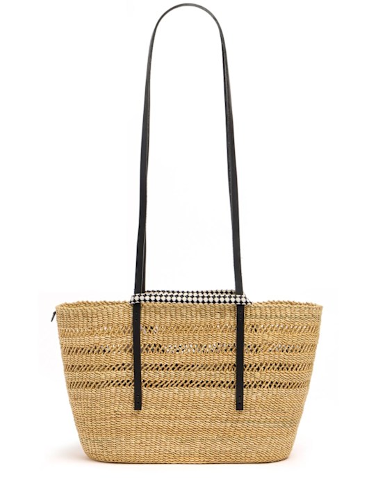MUUÑ: Medium Bicro raffia effect tote bag
