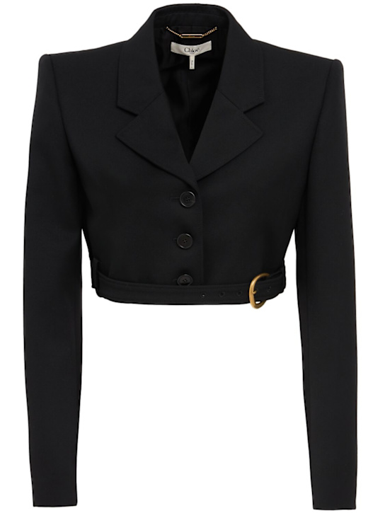 Chloé: Blazer cropped in lana grain de poudre