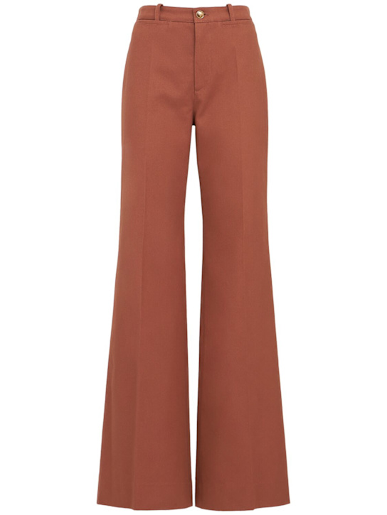 Chloé: Hochtaillierte Hose aus Baumwollcanvas