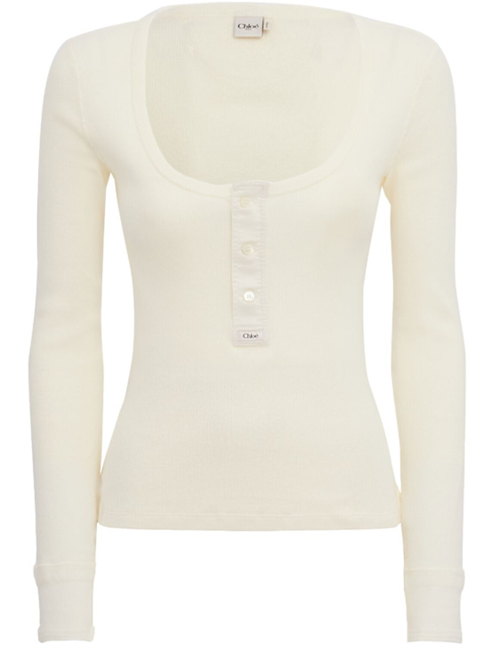 Chloé - Langärmeliges Top aus Baumwolljersey mit Druck