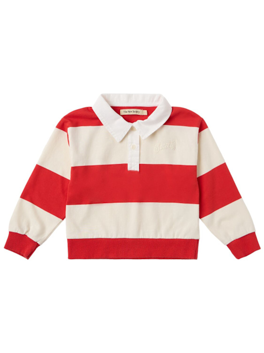 The New Society - Striped cotton polo sweatshirt