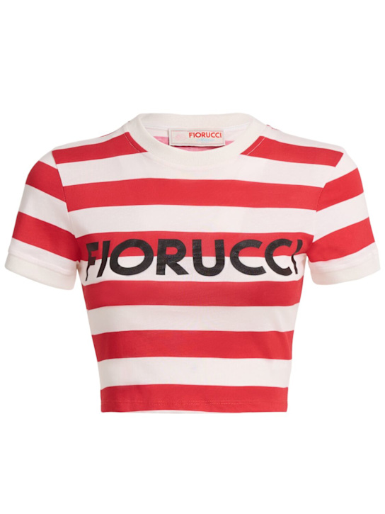 FIORUCCI - Logo striped crop baby t-shirt