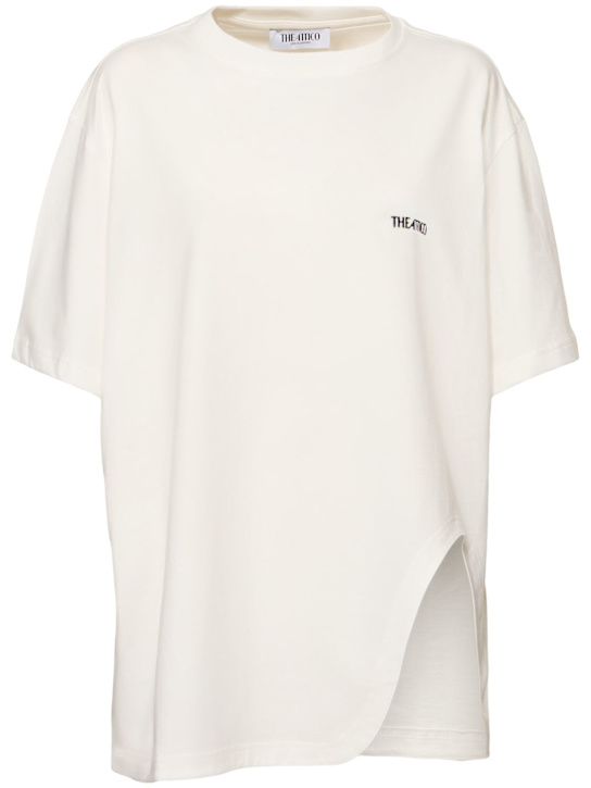 The Attico: T-Shirt aus Baumwolljersey mit geformtem Schlitz