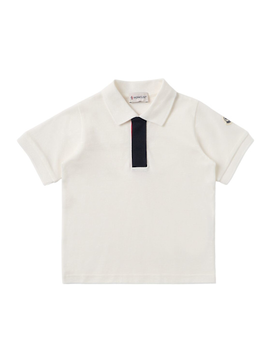 Moncler - Tricolour-Trimmed cotton polo shirt