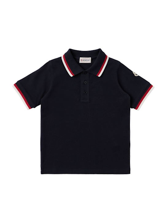 Moncler - Tricolour-Trimmed cotton polo shirt