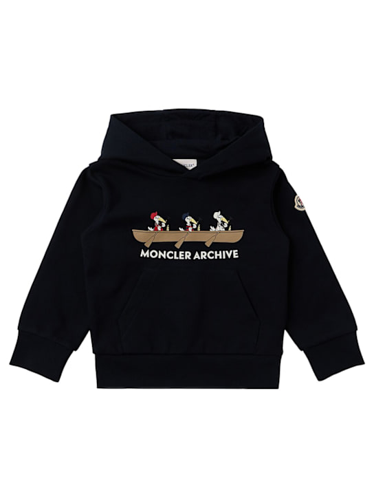 Moncler: Embroidered Mon Duck cotton hoodie