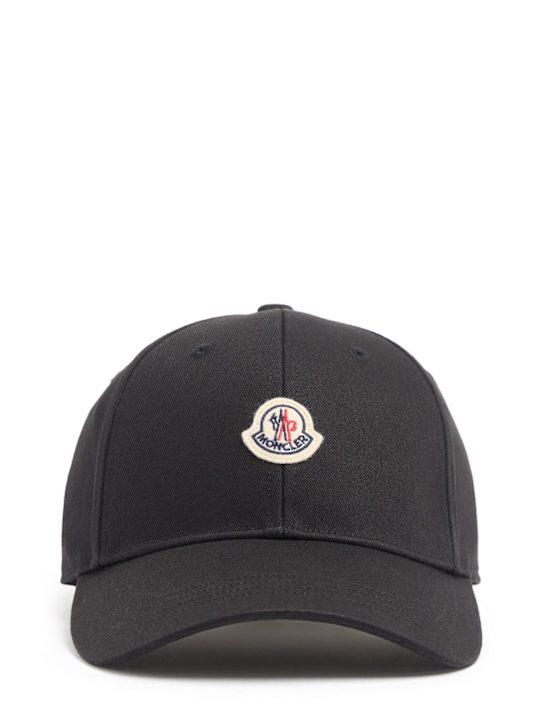 Moncler: Logo cotton gabardine baseball cap