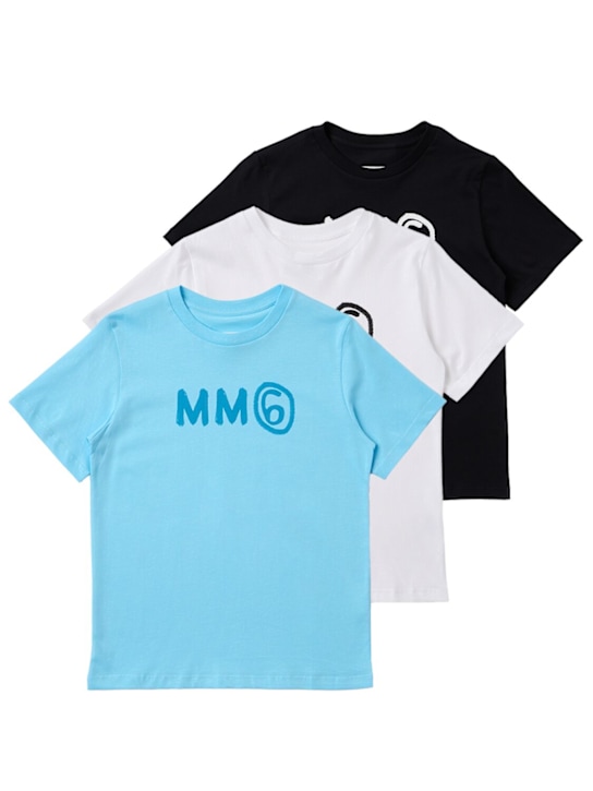 MM6 Maison Margiela: Set of 3 printed cotton jersey t-shirts