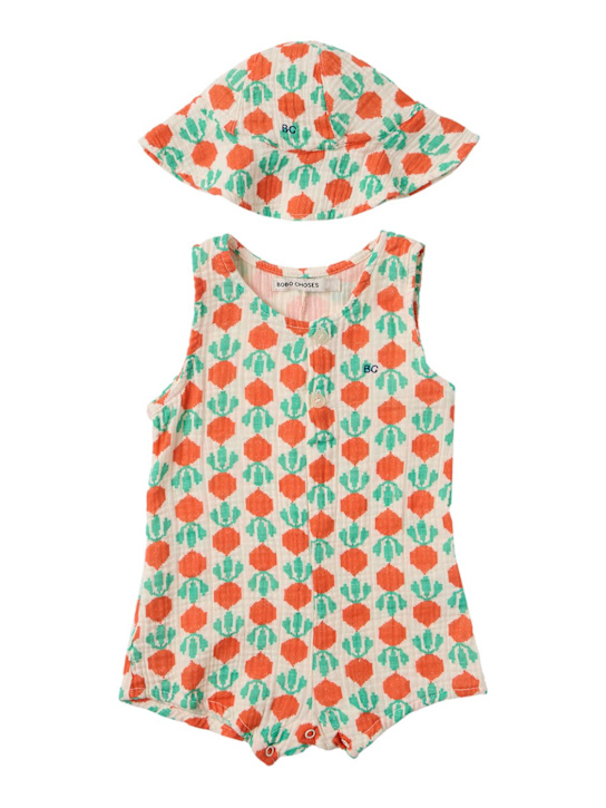 Bobo Choses: Printed cotton romper & hat
