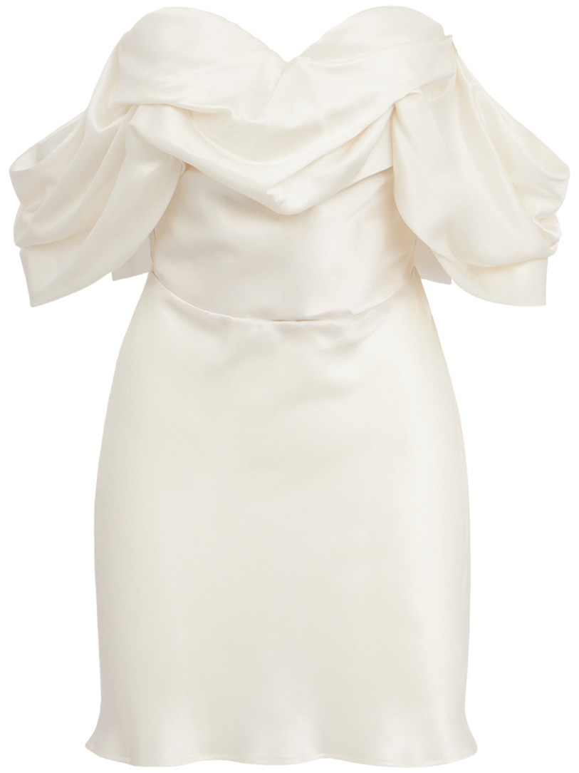 Giuseppe Di Morabito: Off Shoulder Silk Dress With Draped Bow