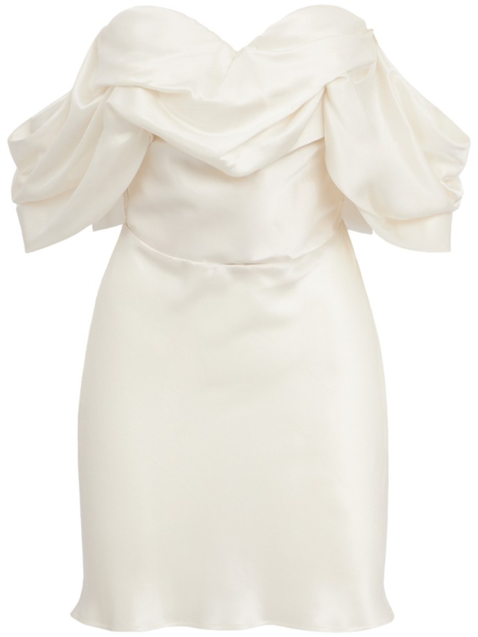 Giuseppe Di Morabito - Off Shoulder Silk Dress With Draped Bow