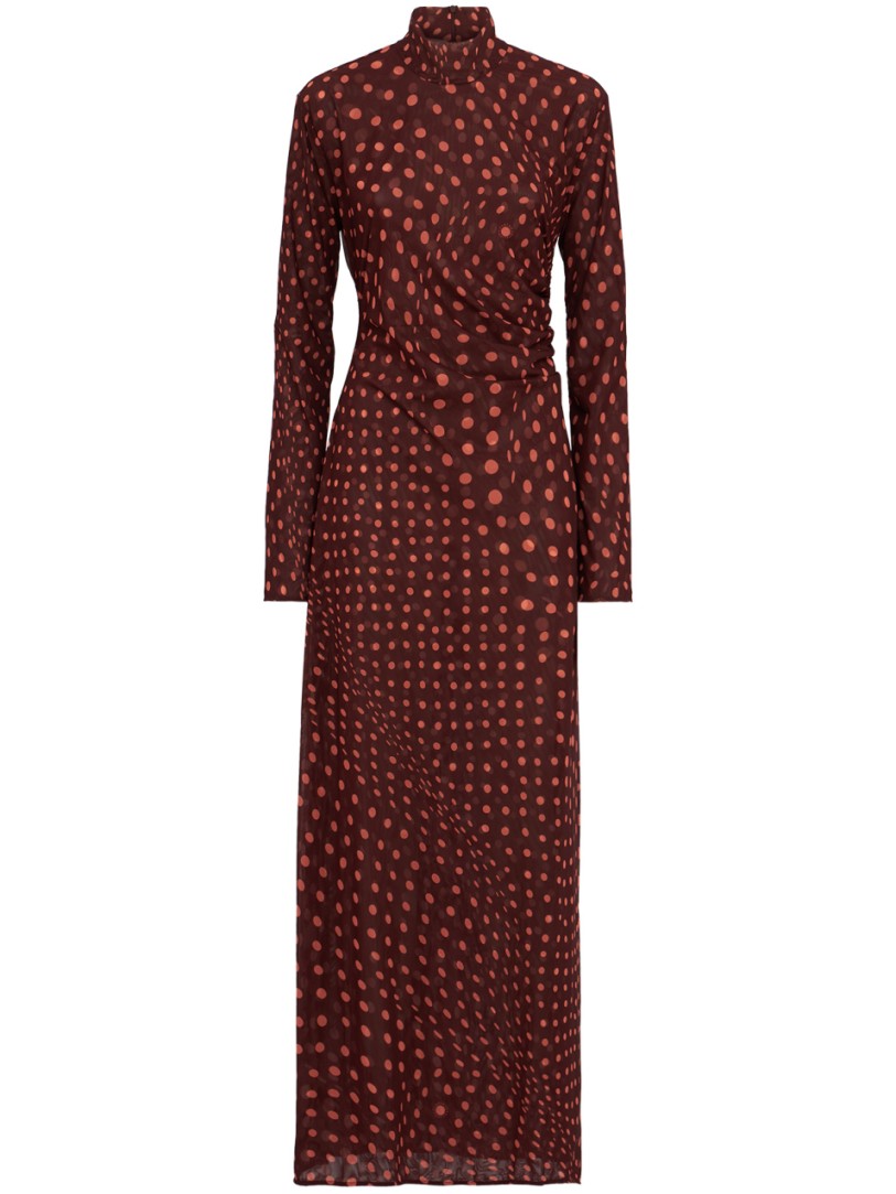 Stella McCartney: Vestido largo de malla con estampado de lunares