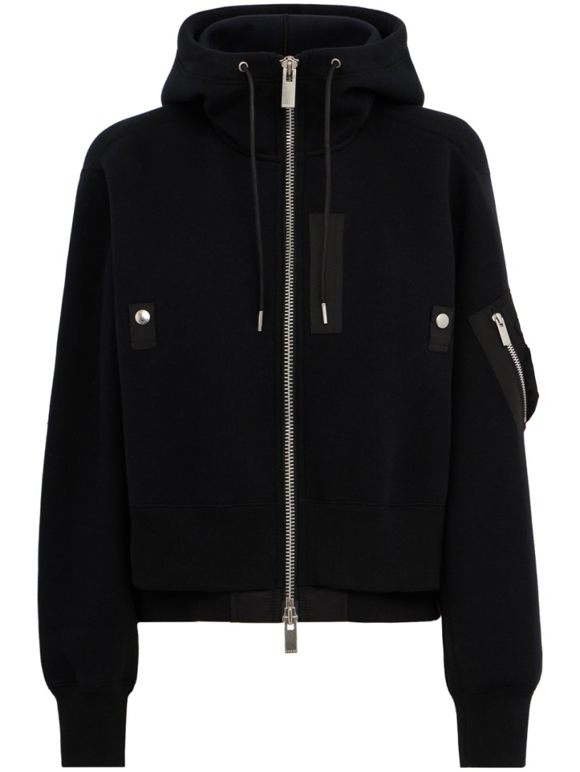 Sacai: CLASSIC SPONGE SWEAT X NYLON TWILL HOODIE