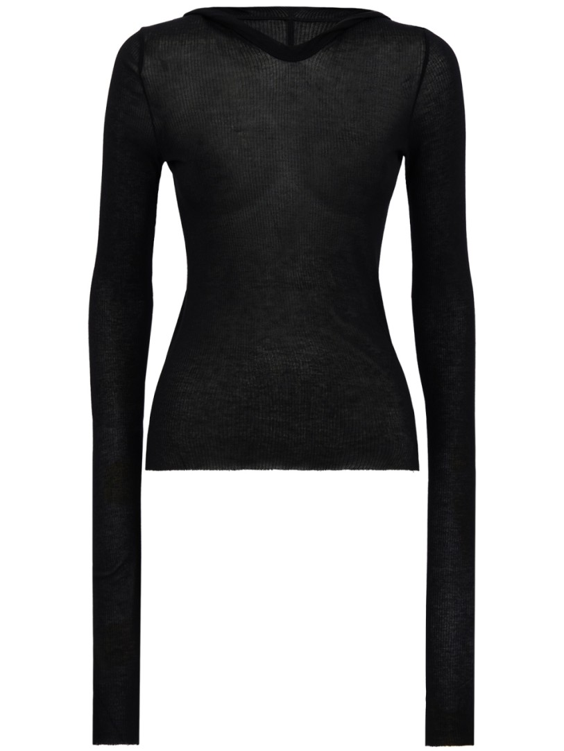 Rick Owens: cropped hooded rib t-shirt