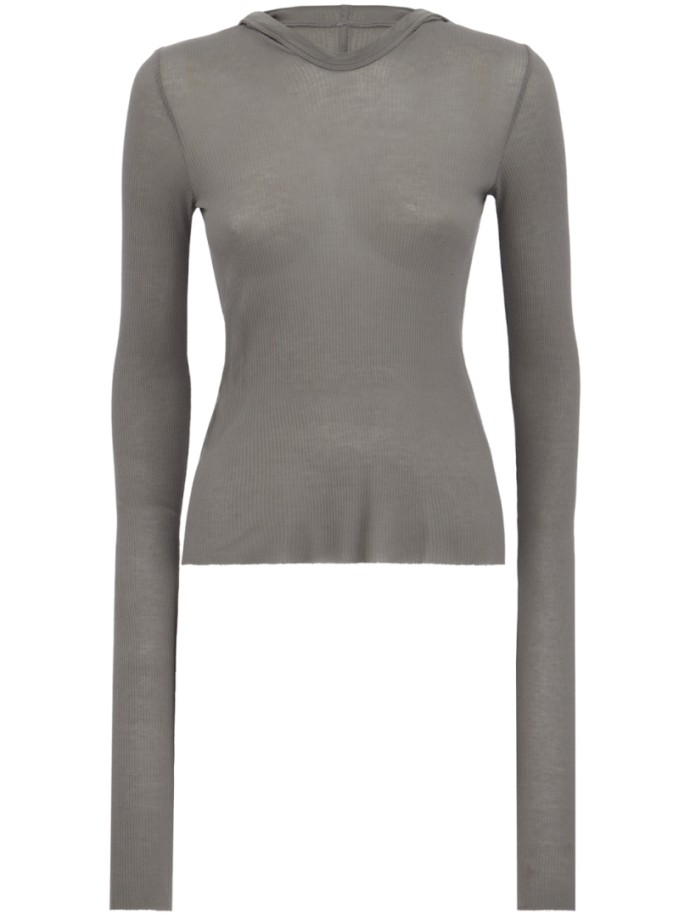 cropped hooded rib t-shirt