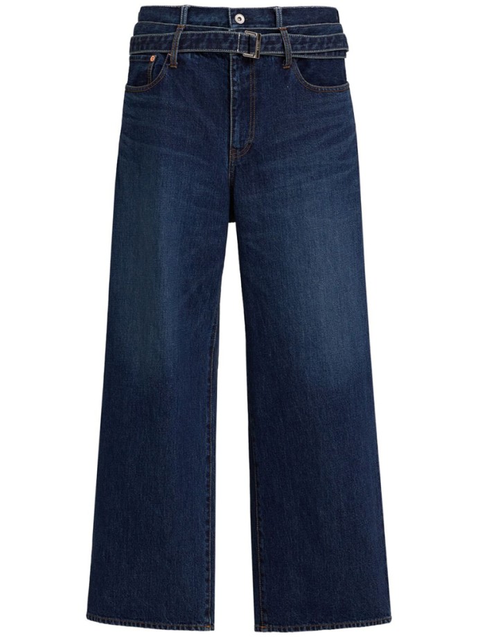 Sacai - Hochtaillierte weit geschnittene Jeans