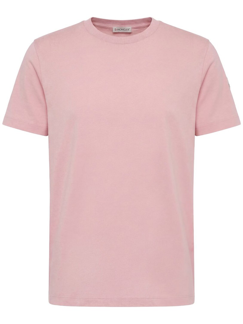 Moncler: Besticktes Logo Baumwoll-T-Shirt