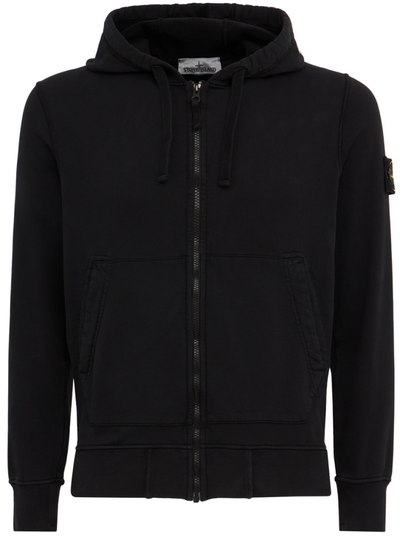 Stone Island: Zip-Up Cotton Hoodie With Patch Pockets