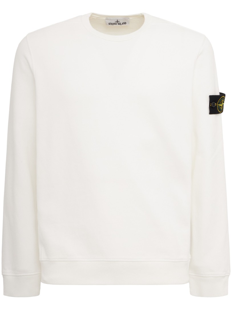 Stone Island: Sudadera de algodón con cuello redondo y mangas raglán