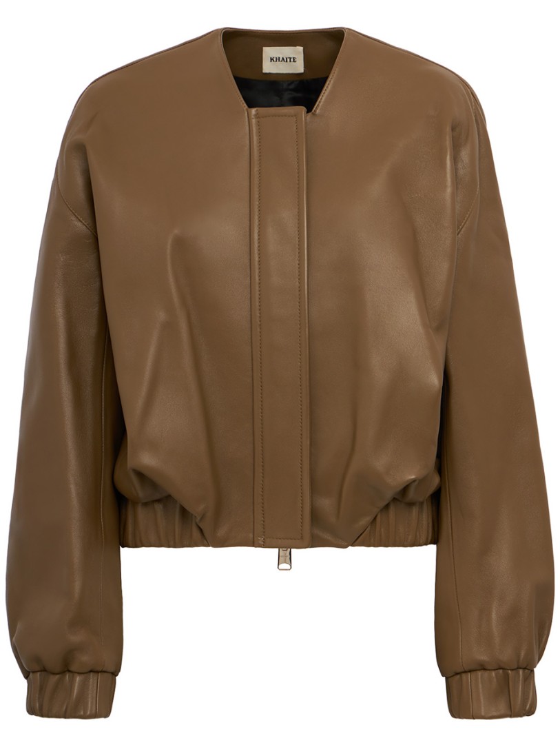 Khaite: Cordan cropped leather jacket with zip
