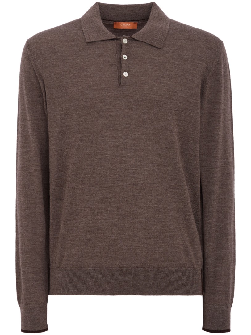 CRUNA: knitted long sleeved polo shirt