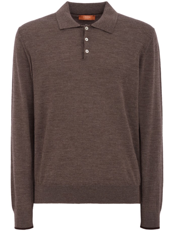 CRUNA - knitted long-sleeved polo shirt