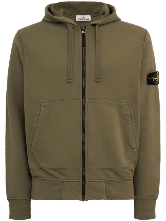 Logo cotton zip up hoodie