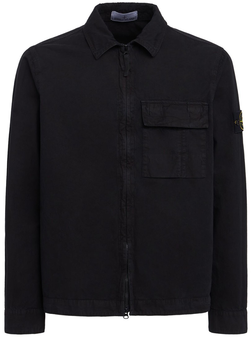 Stone Island: logo棉质拉链衬衫