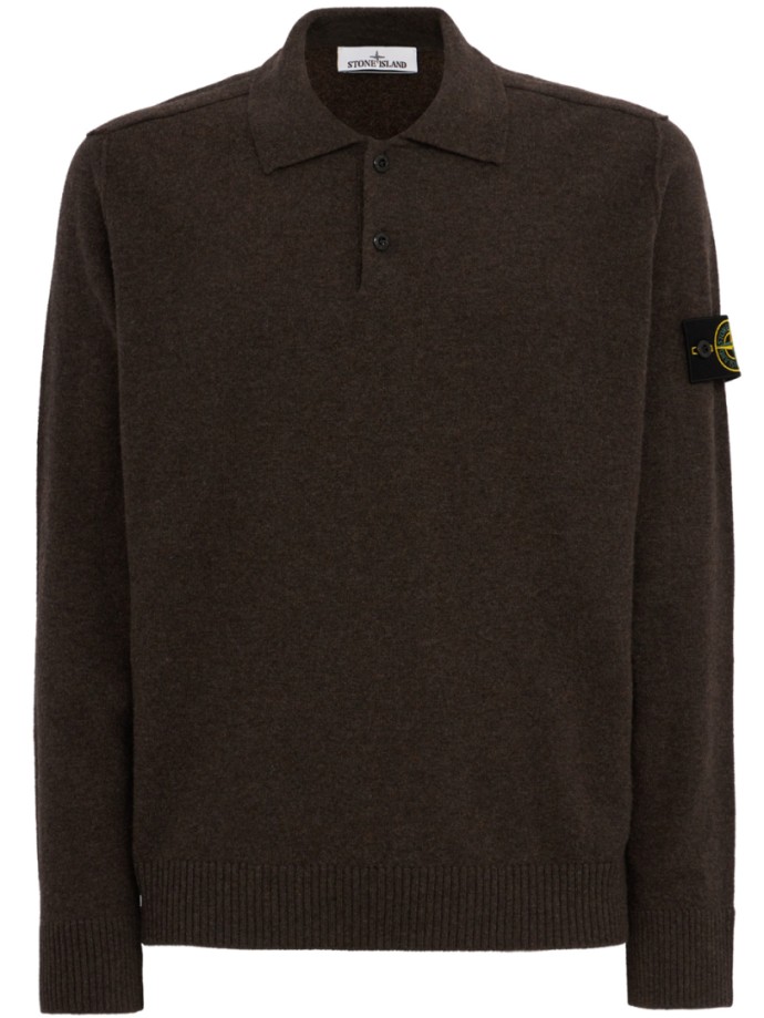 Logo crewneck knit polo sweater