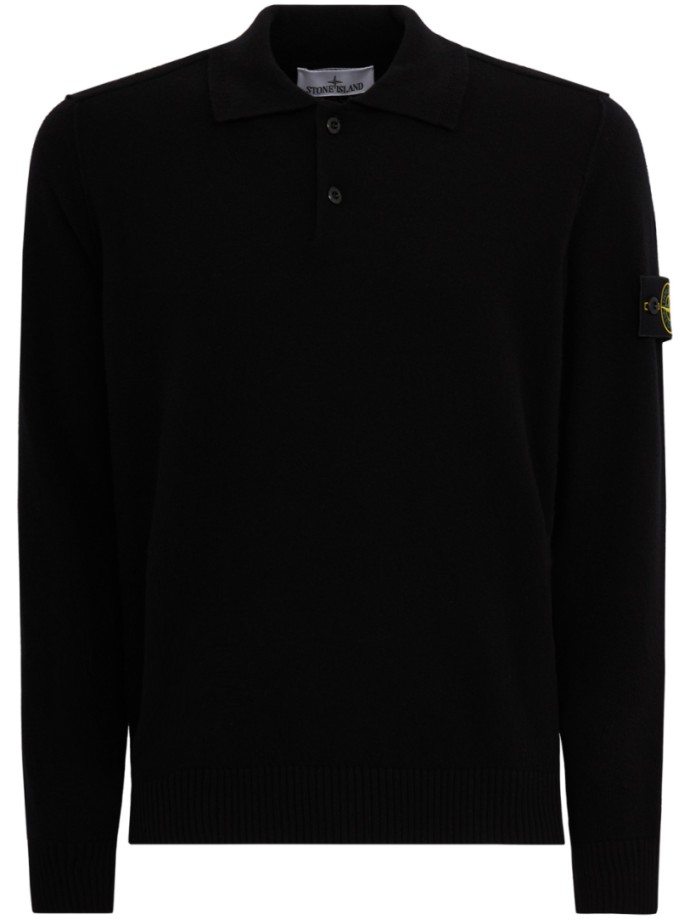 Logo Crewneck Knit Polo Sweater