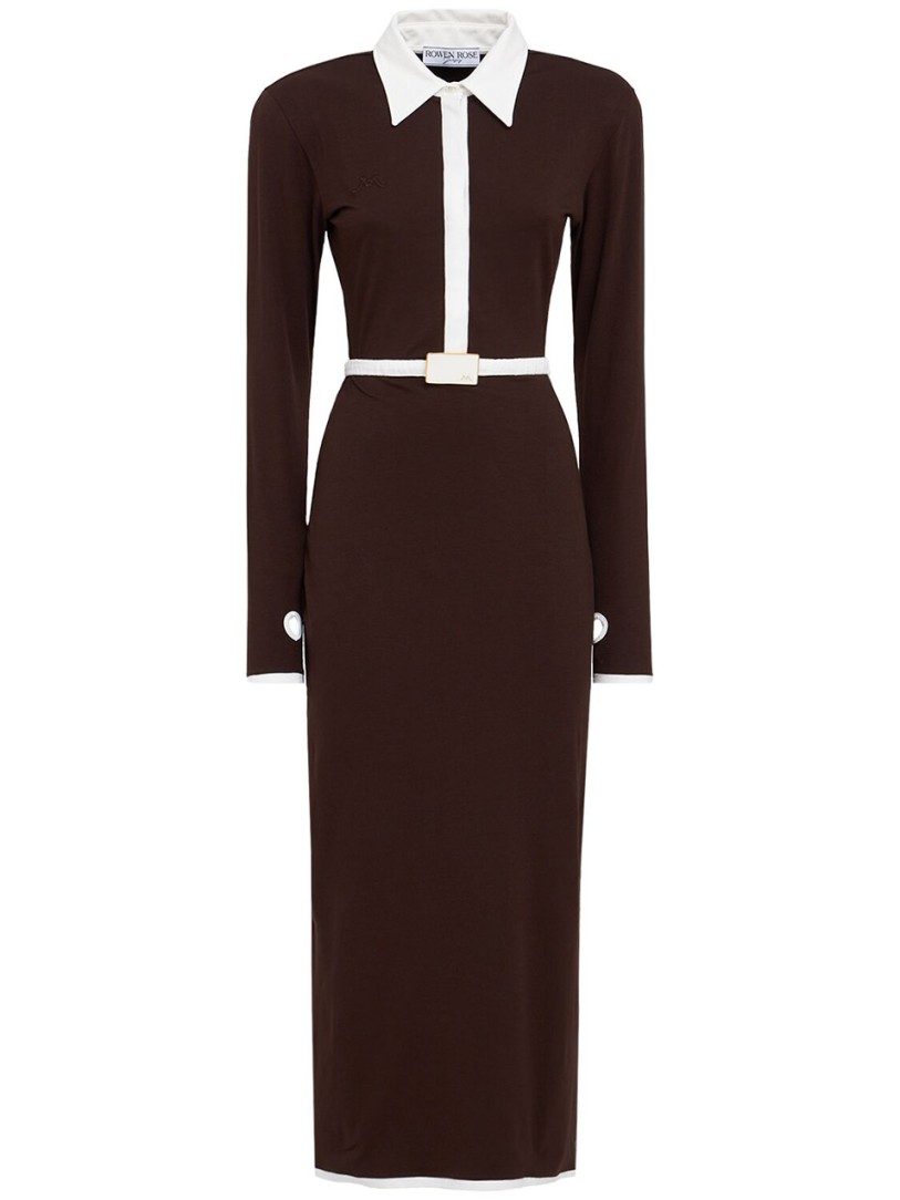 ROWEN ROSE: Long dress with classic collar